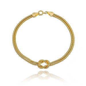 Pulseira Rabo De Rato Amarrada Folheado a Ouro 18K