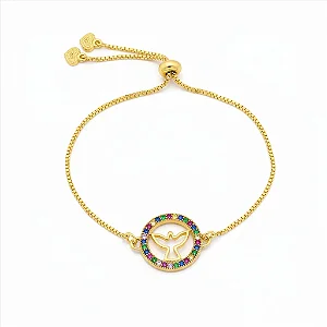 Pulseira Reg Es Rainbow Folheado a Ouro 18K