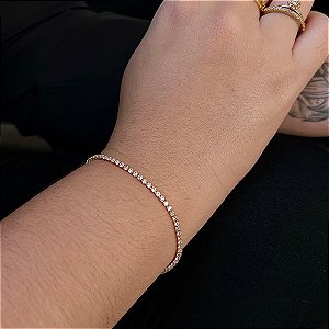 Pulseira Riviera Redonda 2Mm Folheado a Ouro 18K