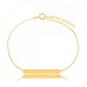 Pulseira Veneziana Placa Fé Folheado a Ouro 18K