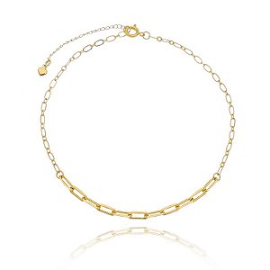 Tornozeleira 2 Elos Cartier E Oval Folheado a Ouro 18K