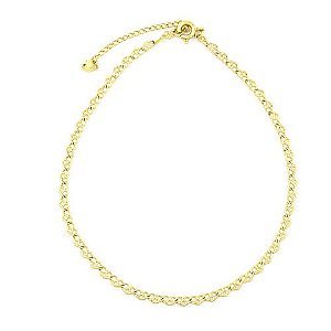 Tornozeleira Corrente Coração Entrelacado Folheado a Ouro 18K