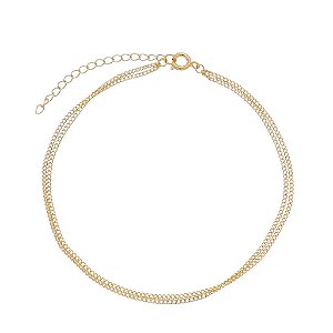Tornozeleira Corrente Groumet Pequenouena Dupla Folheado a Ouro 18K