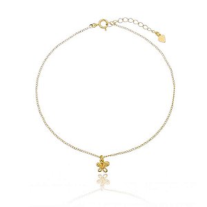 Tornozeleira Correntinha Pingente Borboleta Folheado a Ouro 18K