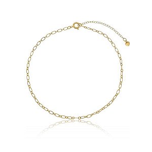 Tornozeleira Elo Oval Folheado a Ouro 18K