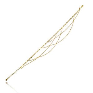 Tornozeleira Indiana Correntes Folheado a Ouro 18K