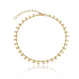 Tornozeleira Moedinhas Penduradas Folheado a Ouro 18K