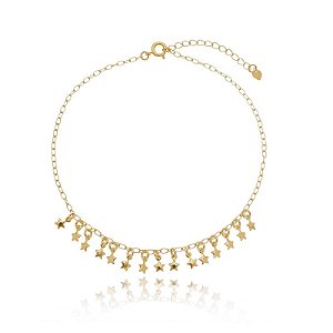 Tornozeleira Pingentes Estrela Folheado a Ouro 18K