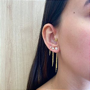 Trio De Ponto De Luz Com Franjas Folheado a Ouro 18K