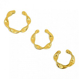 Trio Piercing Juliette Folheado a Ouro 18K