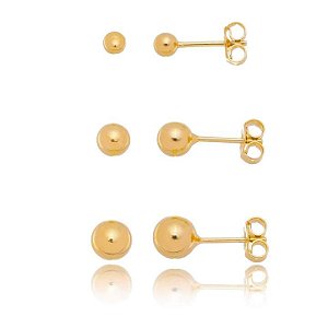 Trio Bolinha Folheado a Ouro 18K