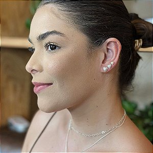 Trio De Pérola Coração Folheado a Ouro 18K