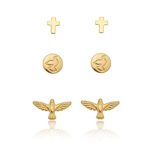 Trio Espírito Santo Folheado a Ouro 18K