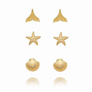 Trio Fundo Do Mar Folheado a Ouro 18K