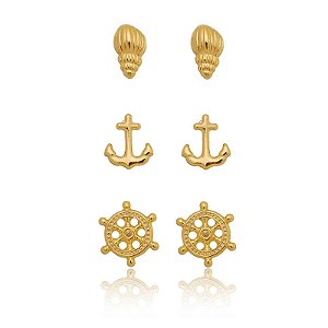 Trio Navy Folheado a Ouro 18K