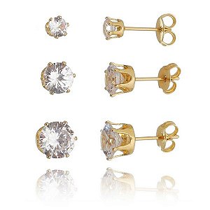 Trio Ponto De Luz Cristal Folheado a Ouro 18K