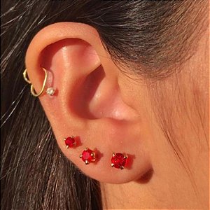 Trio Ponto De Luz Rosa Folheado a Ouro 18K