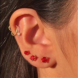 Trio Ponto De Luz Rosa Folheado a Ouro 18K