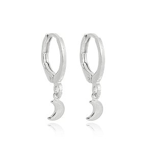 Brinco Argola Lua Lisa Folheado a Prata 925