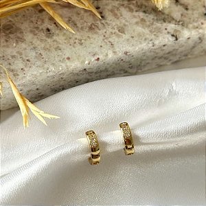 Brinco Argola Cravejada 1 Fio Mini Folheado a Ouro 18k