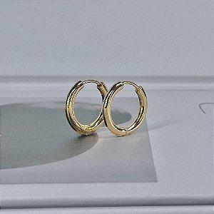 Brinco Argola Lisa Slim Borda Arredondadas Folheada a Ouro 18k