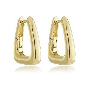 Brinco Argola Quadrangular Lisa Folheado a Ouro 18k