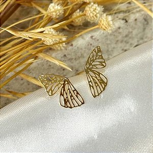 Brinco Borboleta Recortada Folheado a Ouro 18k