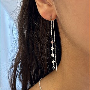 Brinco Cascata de Estrelas Folheado a Prata 925