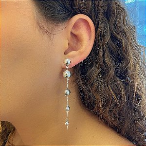 Brinco Cascata Esferas Folheado a Prata 925
