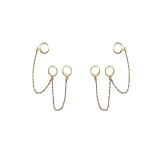Brinco Earchain Correntinha 3 furos