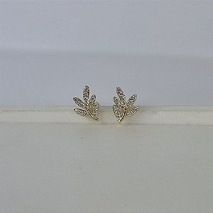 Brinco Flor Pétalas Cravejadas Folheado a Ouro 18k