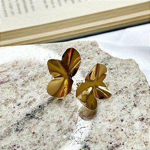 Brinco Meia Flor Folheado a Ouro 18k