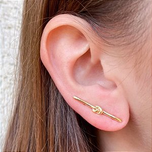 Brinco Palito Nó Folheado a Ouro 18k