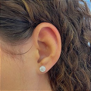 Brinco Redondo Pave Cravejado Folheado a Prata 925