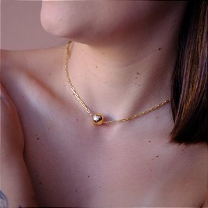 Colar Choker Cartier Esfera Folheada a Ouro 18k