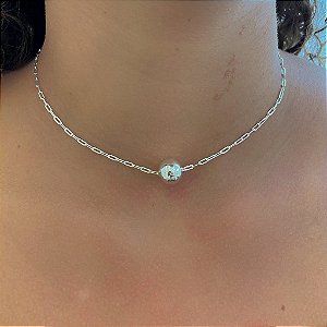Colar Choker Cartier Esfera Folheado a Prata 925