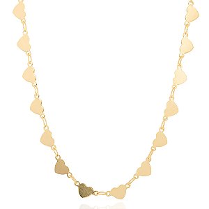 Colar Choker Corações Placa Lisa