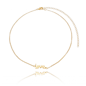 Colar Choker Correntinha Love Liso