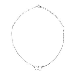 Colar Choker Elo Veneziano Aberto Dois Corações Entrelaçados