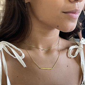 Colar Duplo Palitos Folheado a Ouro 18k