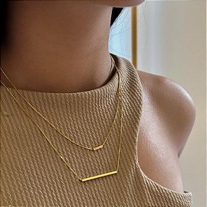 Colar Duplo Palitos Folheado a Ouro 18k
