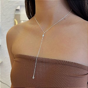 Colar Gravatinha Ponto de Luz Folheado a Prata 925