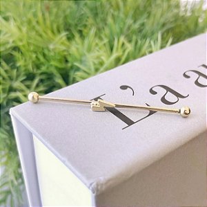 Piercing Bastão 40mm Raio Liso Folheado a ouro 18K