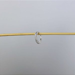 Piercing de Torção Meia Argola Cravejada [10mm] Folheado a Prata 925