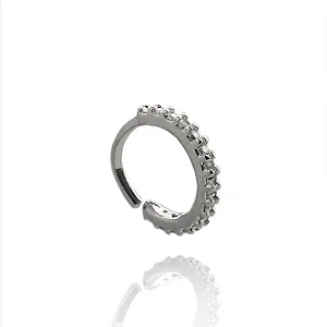 Piercing de Torção Meia Argola Cravejada [10mm] Folheado a Prata 925
