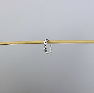 Piercing de Torção Meia Argola Cravejada [10mm] Folheado a Prata 925