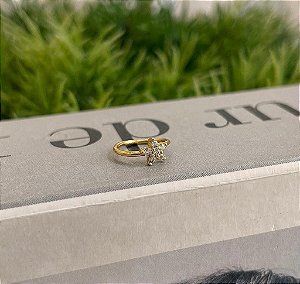 Piercing Torção Flor Zircônia Folheado a Ouro 18k