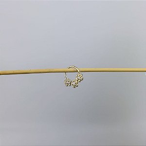 Piercing Torção Florzinha Cristal Folheado a Ouro 18k