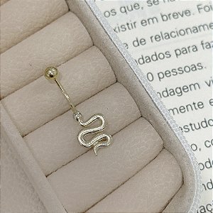 Piercing Umbigo Cobra Lisa Folheado a Ouro 18k