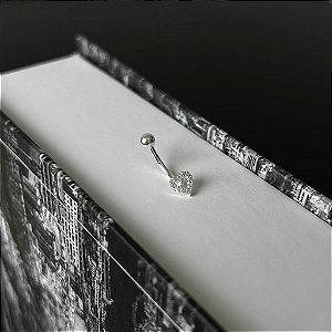 Piercing Umbigo Coração Cravejado Folheado a Prata 925